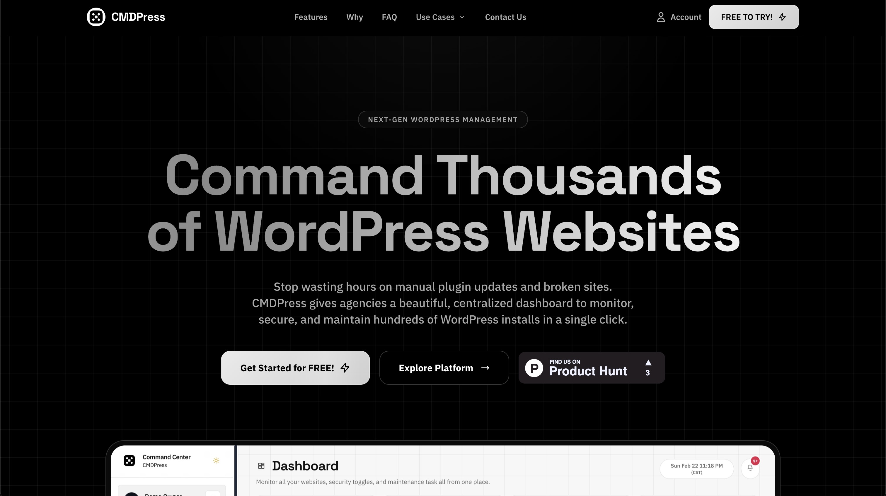 CMDPress multi-site WordPress management website